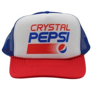 CRYSTAL PEPSI Trucker Hat Vintage Mesh Hat Adjustable Pepsi Cap